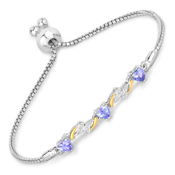 0.61 Carat Genuine Tanzanite and White Sapphire .925 Sterling Silver Bracelet