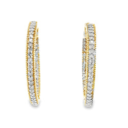 Genuine .75ct Diamond Hoop Earrings 10KT Yellow Gold