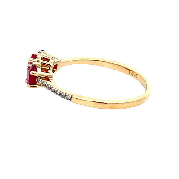 .48ct Ruby Diamond 3 Stone Ring 14KT Yellow Gold