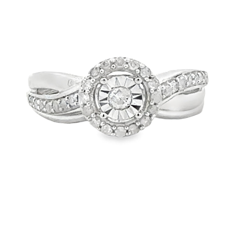 .25ct Diamond Engagement Ring Set Sterling Silver