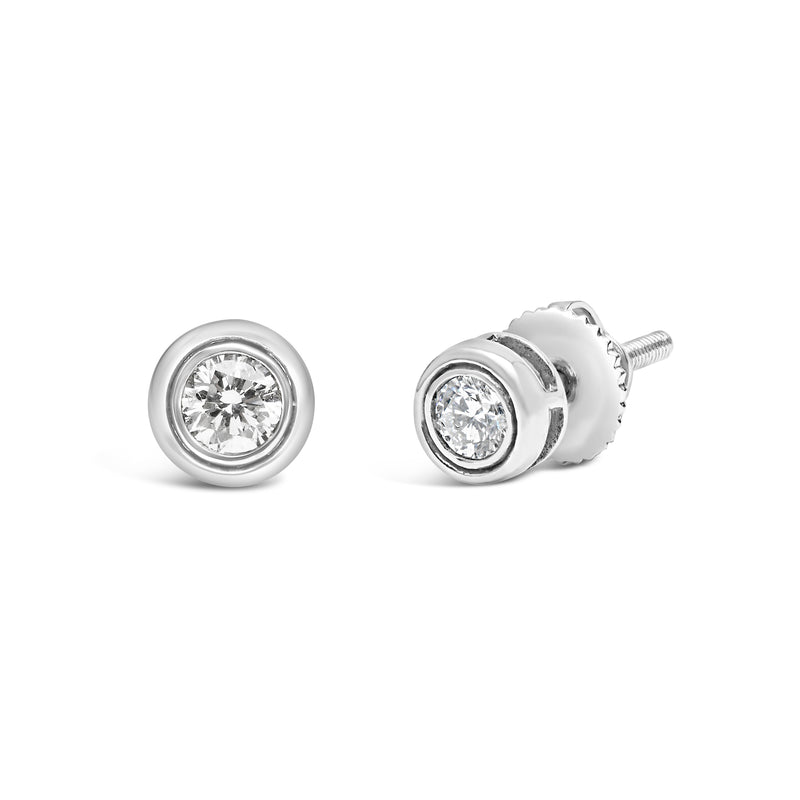 .925 Sterling  Silver 1/5 Cttw Lab-Grown Round Brilliant-Cut Diamond Modern Bezel-Set Stud Earring (F-G Color, VS2-SI1 Clarity)