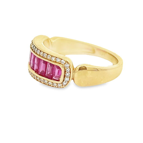 2.00ct Ruby Diamond Fashion band rings 10KT Yellow Gold