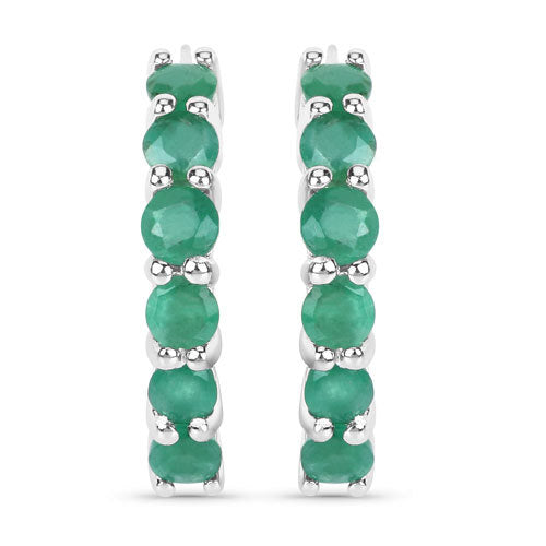 1.20 Carat Genuine Emerald .925 Sterling Silver Earrings