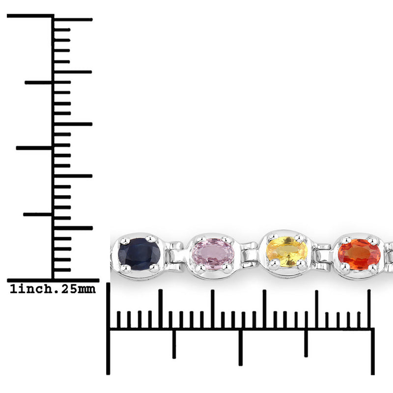 1.80 Carat Genuine Multi Sapphire .925 Sterling Silver Bracelet