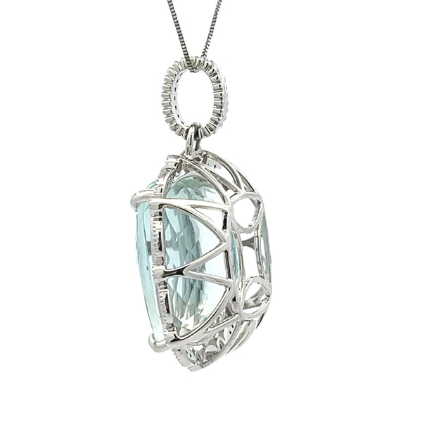 Blue Topaz Diamond Fashion Pendants 14KT White Gold