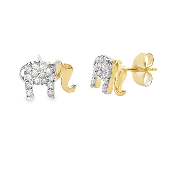 Genuine .10ct Diamond Animal Earring 14KT Yellow Gold