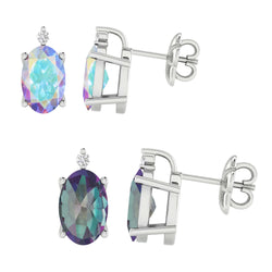 V3 Jewelry Mercury and Mystic Topaz Sterling Silver Stud Earrings Set