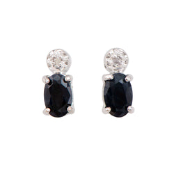 1.32 ctw Sapphire & Diamonds Rhodium Plated Designer Earrings