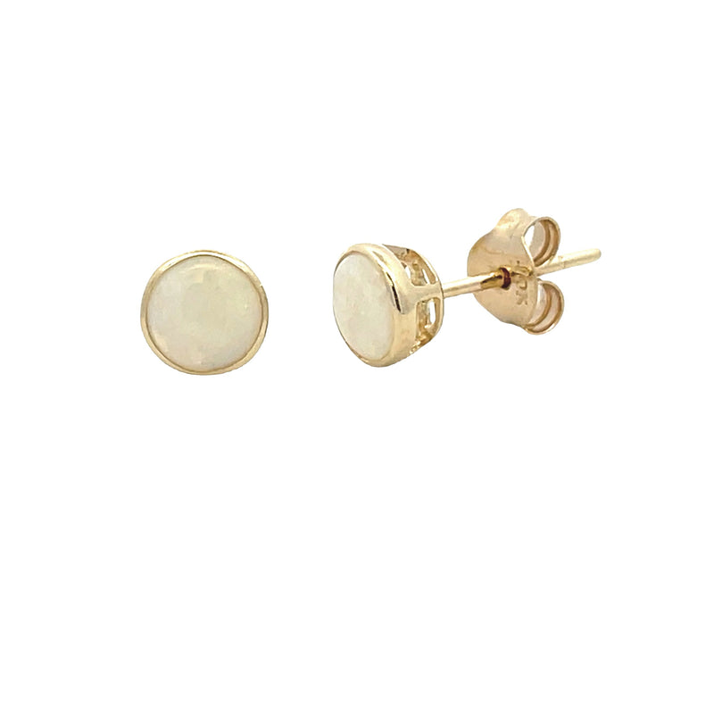 Natural .57ct Opal Stud Earrings 10KT Yellow Gold