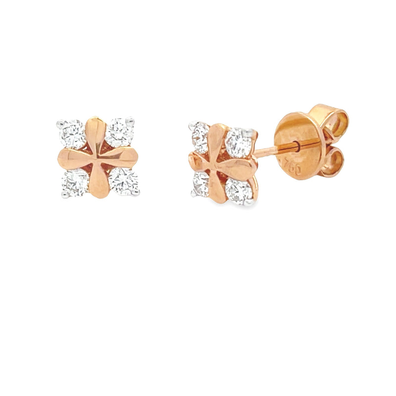 Genuine .38ct Diamond Stud Earrings 18KT Rose Gold