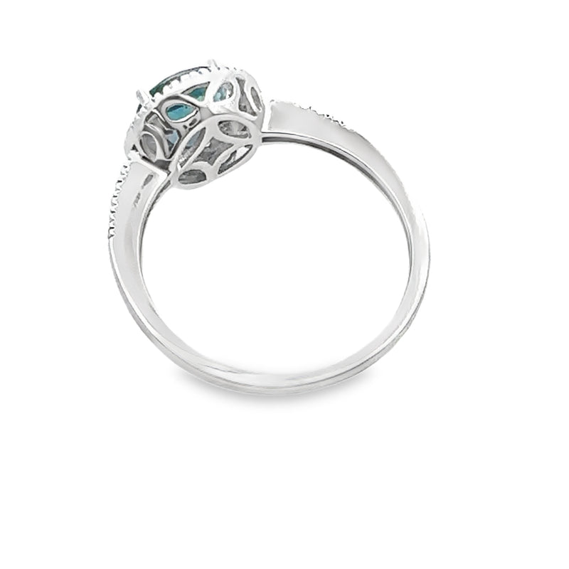 1.28ct London Blue Topaz Diamond Ring 14KT White Gold