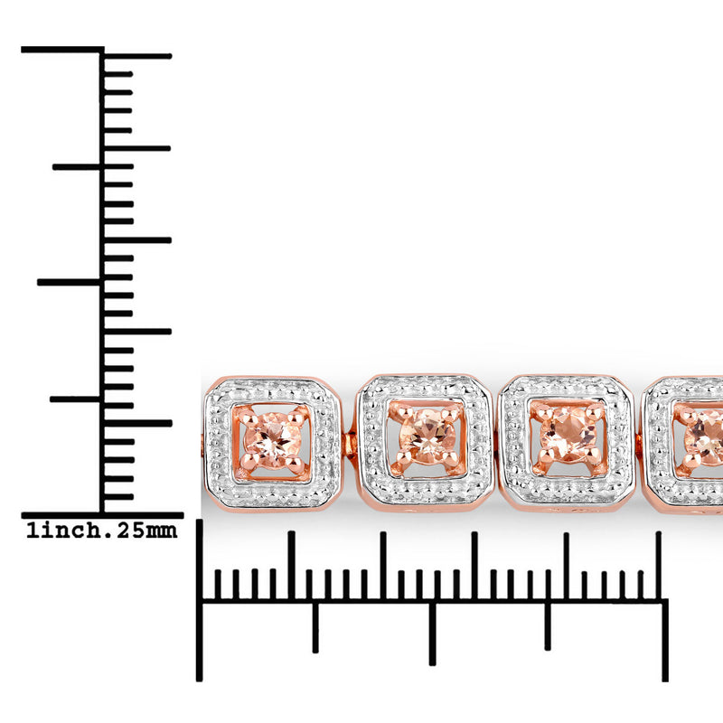 0.99 Carat Genuine Morganite .925 Sterling Silver Bracelet