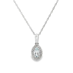 Aquamarine Diamond Fashion Pendants 10KT White Gold