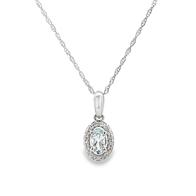 Aquamarine Diamond Fashion Pendants 10KT White Gold