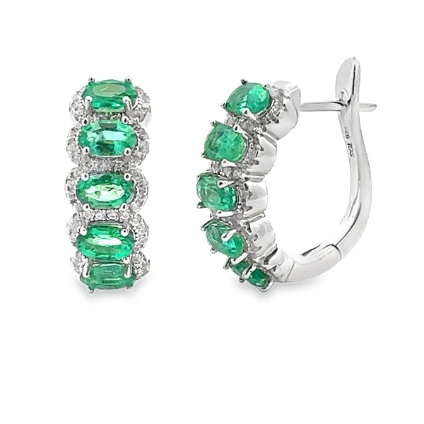 6.83ct Emerald Zircon Hoop Earrings Sterling Silver