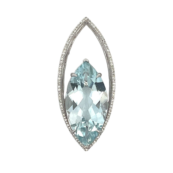 Blue Topaz Diamond Fashion Pendants 14KT White Gold