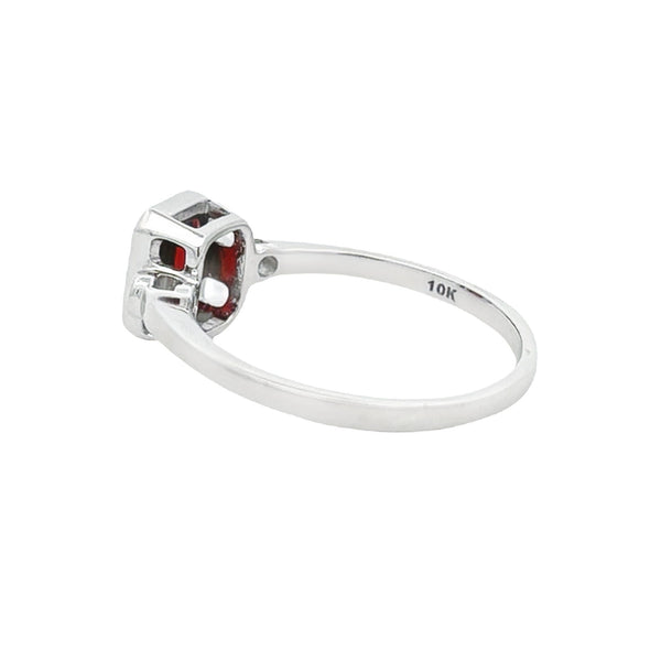 Genuine 1.19ct Garnet Diamond Ring 10KT White Gold