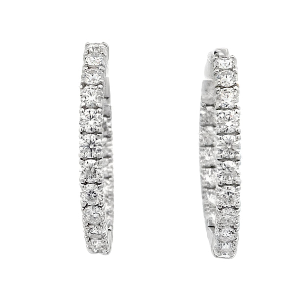 Natural 3.88ct Moissanite Hoop Earrings Sterling Silver