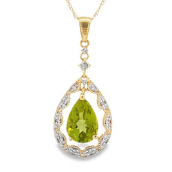 Peridot Diamond Fashion Pendants 14KT Yellow Gold