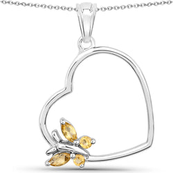 0.20 Carat Genuine Citrine .925 Sterling Silver Pendant