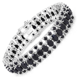 41.58 Carat Genuine Black Sapphire .925 Sterling Silver Bracelet