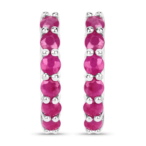 1.56 Carat Genuine Ruby .925 Sterling Silver Earrings