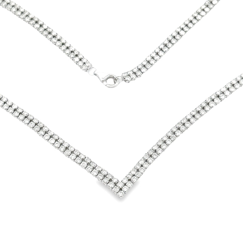 Natural 7.00ct Diamond Tennis Necklace 14KT White Gold