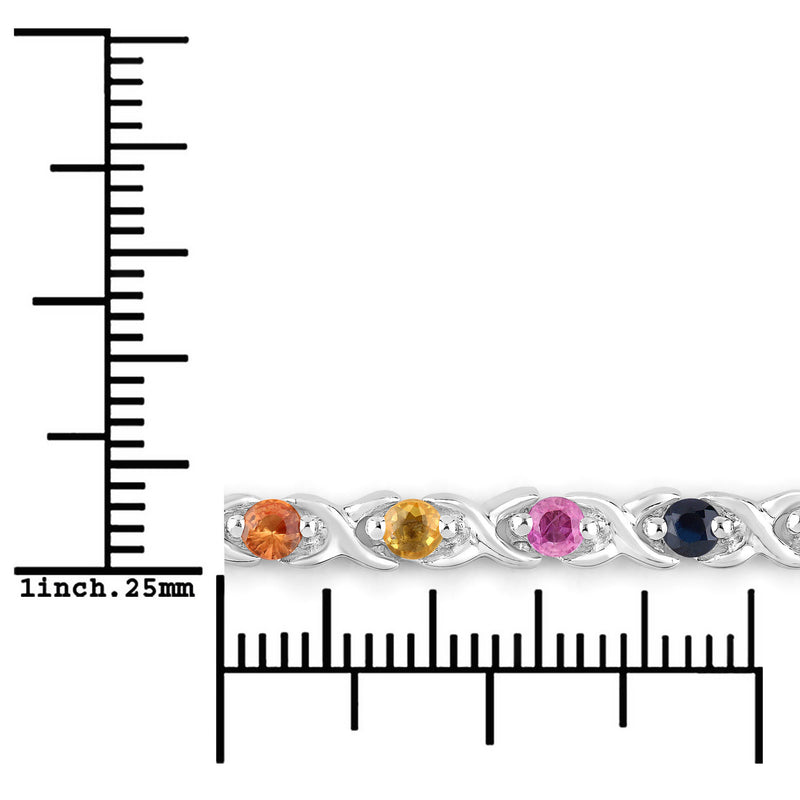 0.88 Carat Genuine Multi Sapphire .925 Sterling Silver Bracelet