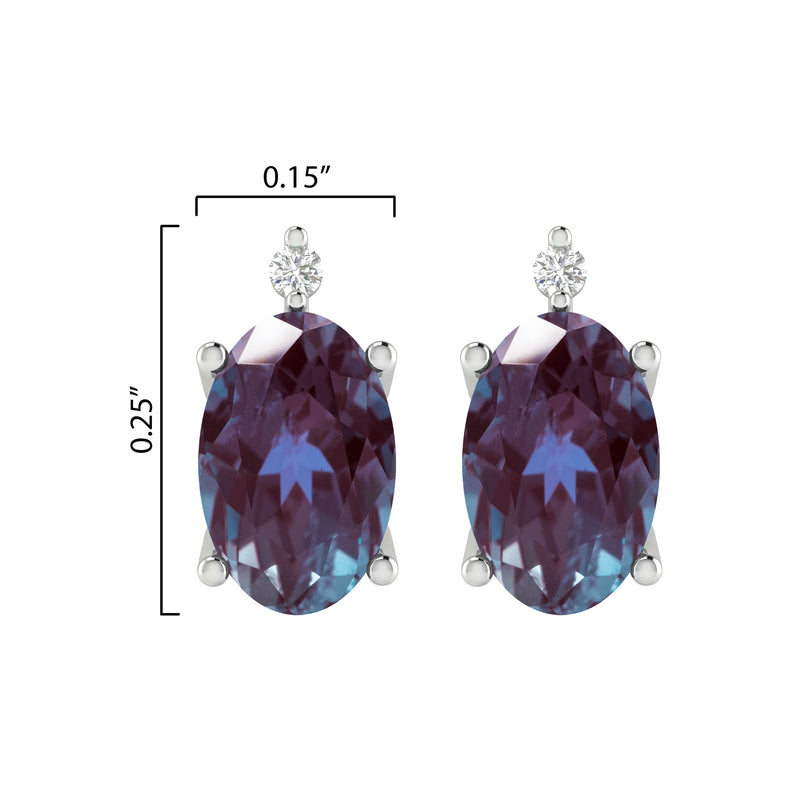 V3 Jewelry 1.15 CTTW Color Changing Alexandrite and White Diamond Stud Earrings in 925 Sterling Silver