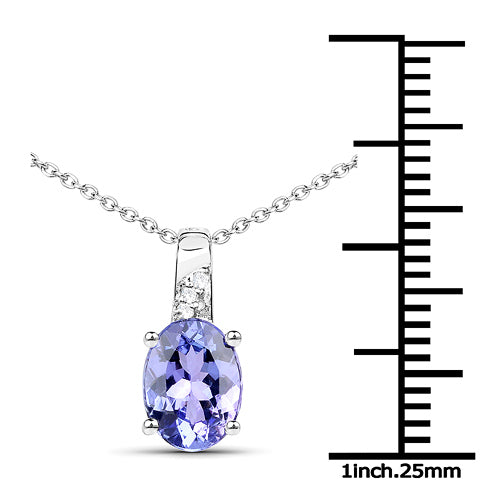 1.17 Carat Tanzanite and White Zircon .925 Sterling Silver Pendant