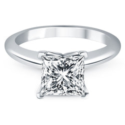 14k White Gold Classic Solitaire Engagement Ring Mounting