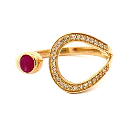 Genuine .37ct Ruby Diamond Ring 14KT Yellow Gold