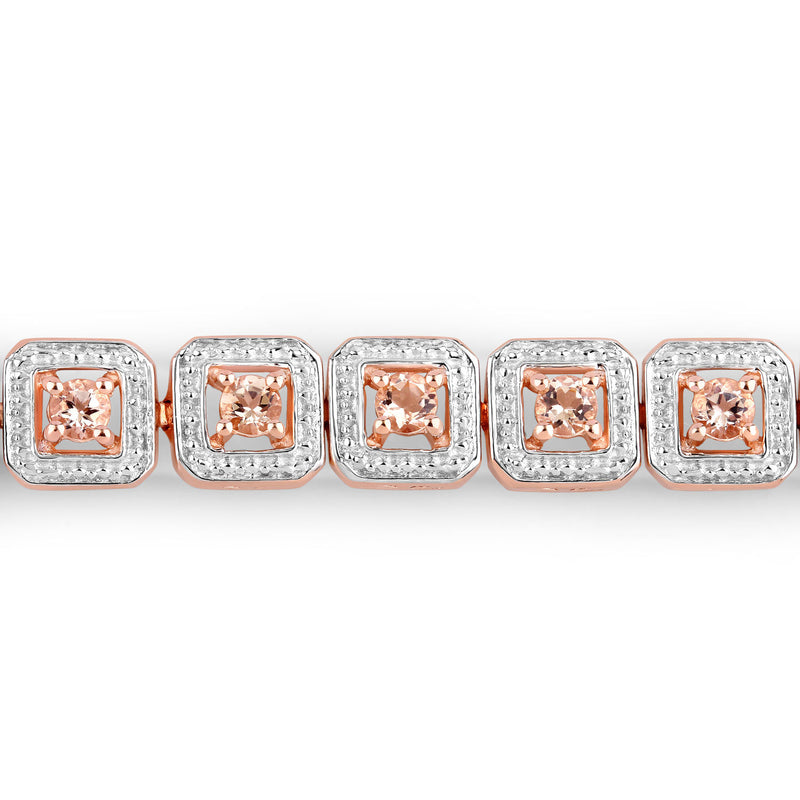 0.99 Carat Genuine Morganite .925 Sterling Silver Bracelet