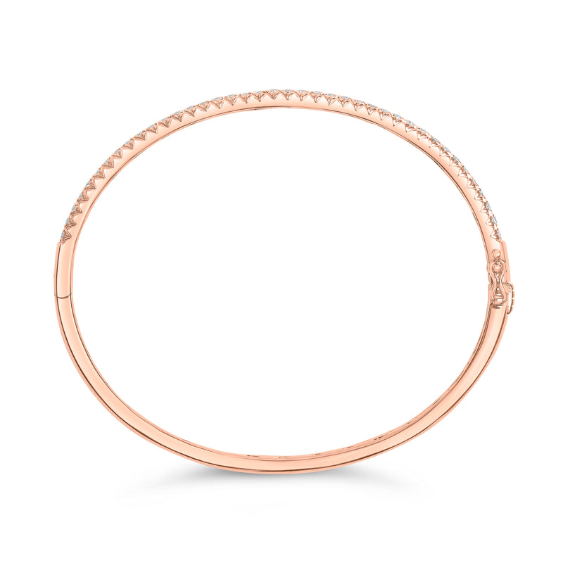 14K Rose Gold 1.00 Cttw Half Eternity Diamond Bangle Bracelet (G-H Color, SI2-I1 Clarity) - 7" Inches