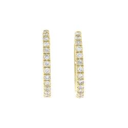 Natural .51ct Diamond Hoop Earrings 14KT Yellow Gold