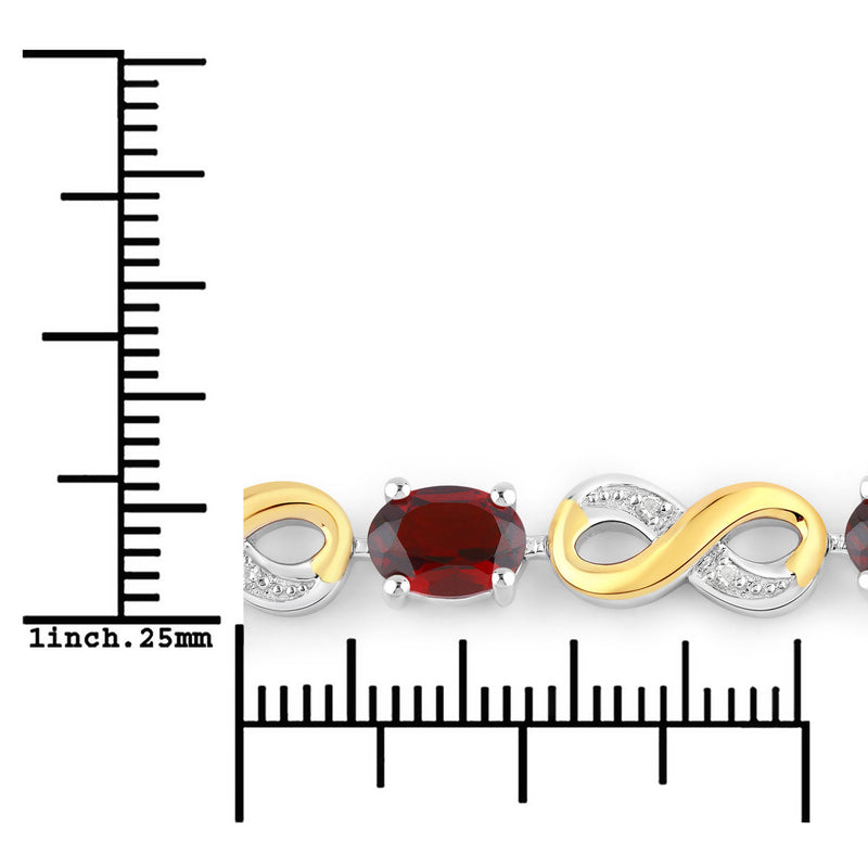 3.46 Carat Genuine Garnet and White Topaz .925 Sterling Silver Bracelet