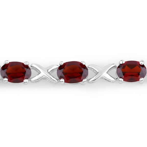 4.25 Carat Genuine Garnet .925 Sterling Silver Bracelet