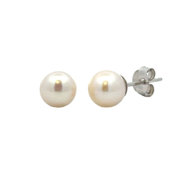 Genuine FW Pearl Stud Earrings Sterling Silver