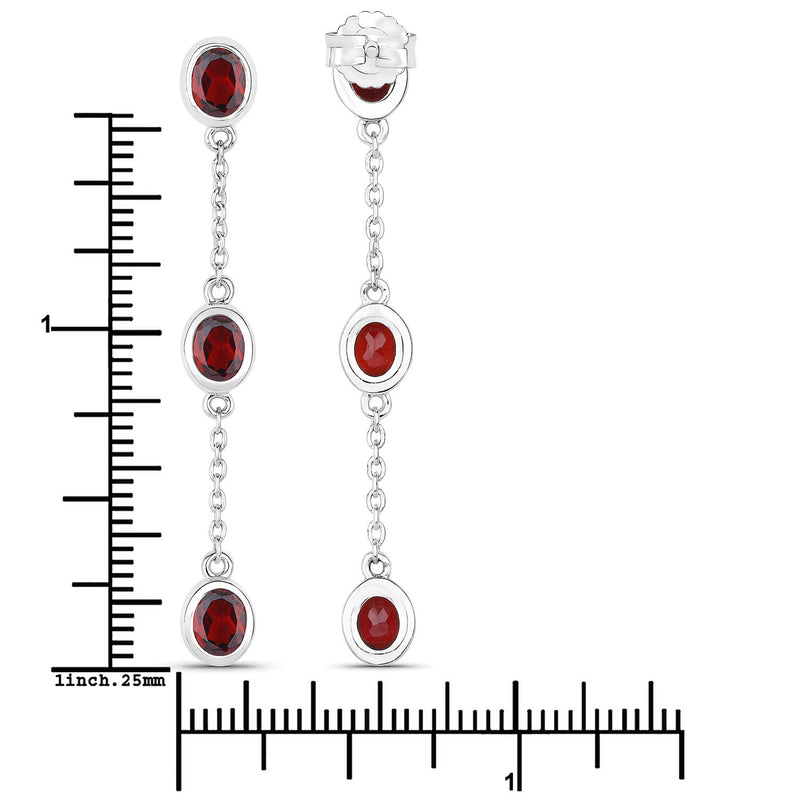 2.70 Carat Genuine Garnet .925 Sterling Silver Earrings