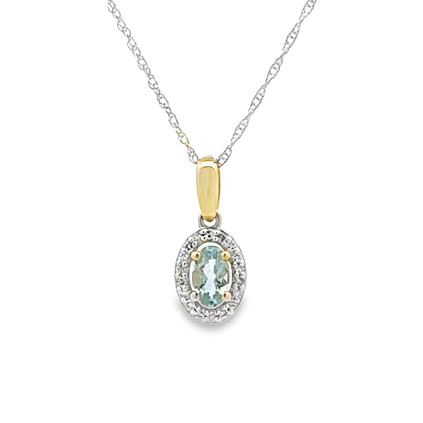 Aquamarine Diamond Fashion Pendants 10KT Yellow Gold