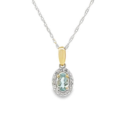 Aquamarine Diamond Fashion Pendants 10KT Yellow Gold