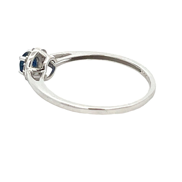 Genuine .25ct Sapphire Diamond Ring 14KT White Gold