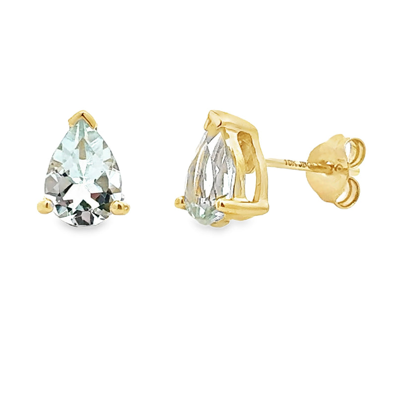 1.06ct Aquamarine Stud Earrings 10KT Yellow Gold