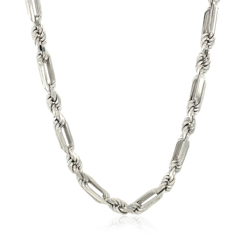 Sterling Silver Rhodium Plated Figarope Chain 5.0mm