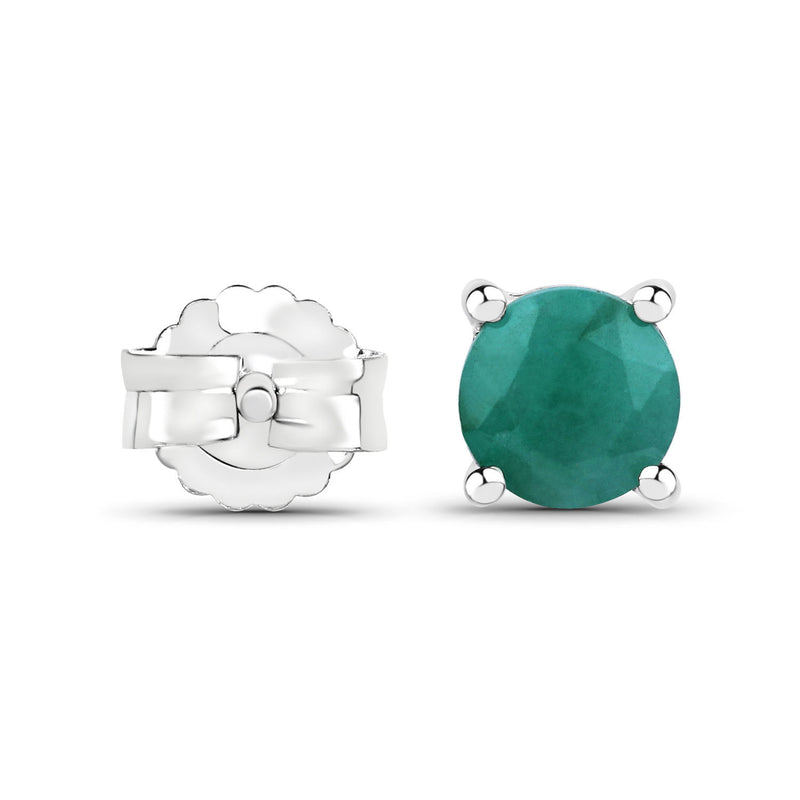 0.46 Carat Genuine Emerald .925 Sterling Silver Earrings