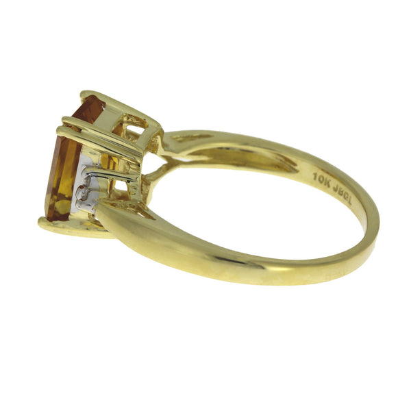 Natural 2.68ct Citrine Diamond Ring 10KT Yellow Gold