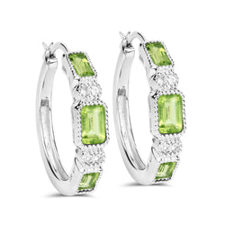 2.40 Carat Genuine Peridot and White Topaz .925 Sterling Silver Earrings