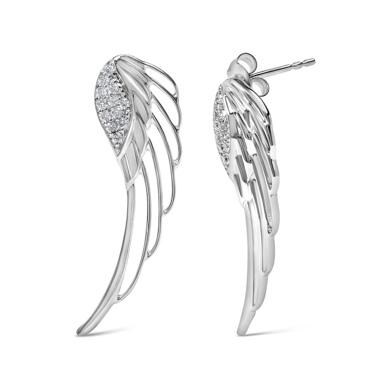 14K White Gold 1/4 Cttw Lab Grown Diamond Angel Wing Stud Earrings (F-G Color, VS1-VS2 Clarity)