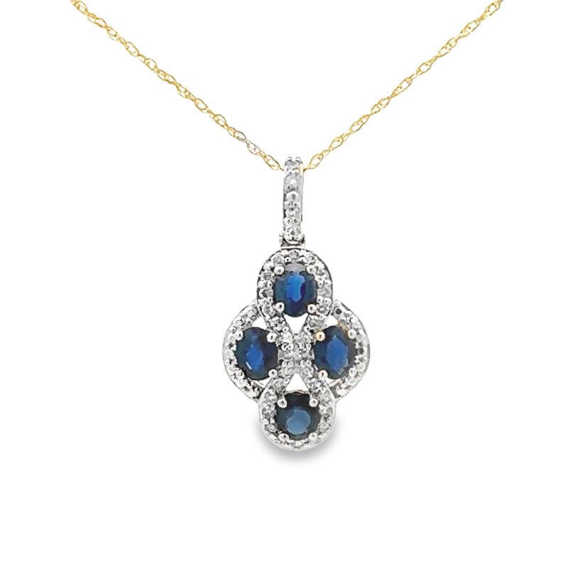 Sapphire Diamond Fashion Pendants 10KT Yellow Gold