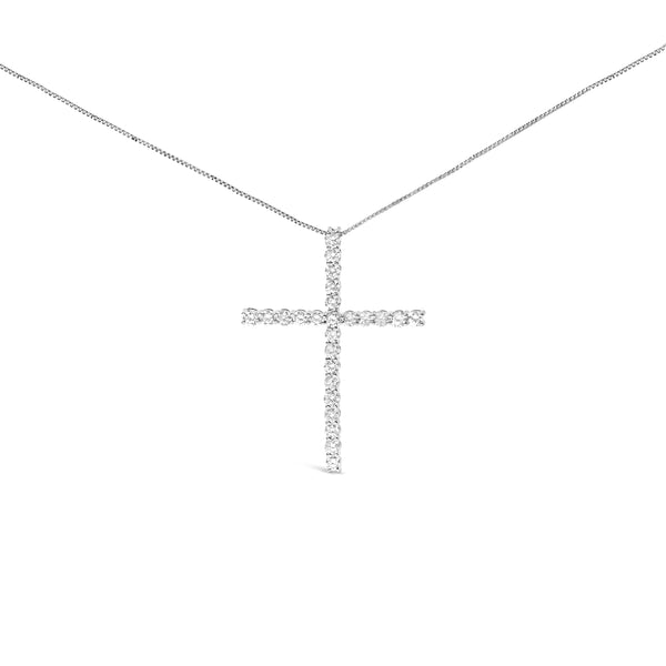 14K White Gold 2.0 Cttw Lab Grown Diamond Cross 18" Inch Pendant Necklace (F-G Color, VS2-SI1 Clarity)